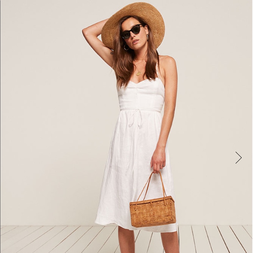 reformation pepper dress white size 4 petite
